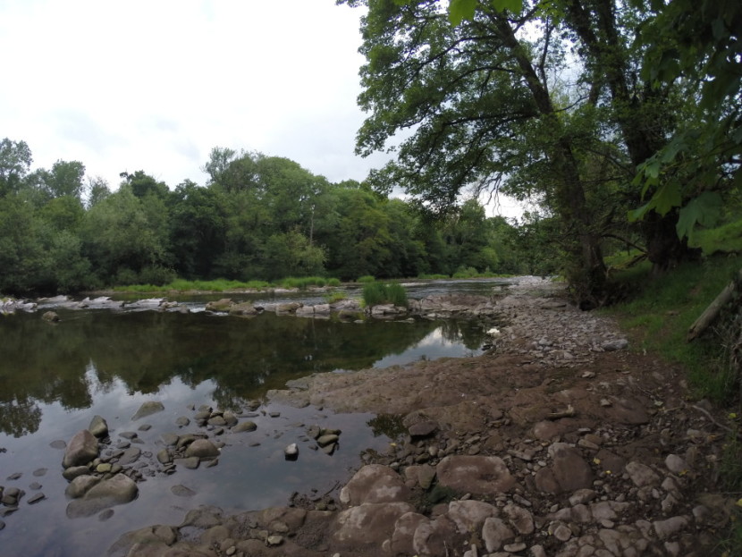 Usk on its bones at Abercynrig - SP from London